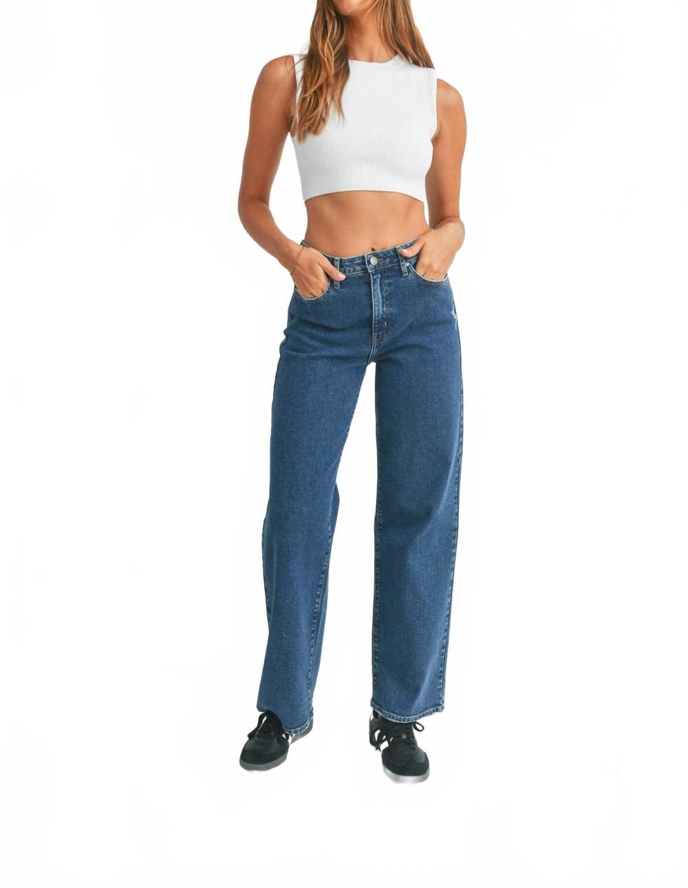 NEW JUST BLACK DENIM women's longer length wide leg jeans in blue